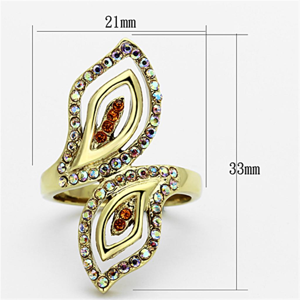 MATK1289 - IP Gold(Ion Plating) Stainless Steel Ring with Top Grade Crystal  in Multi Color