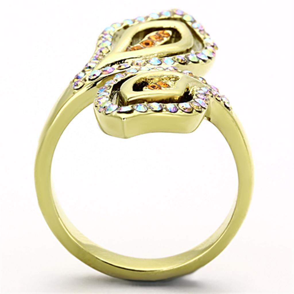 MATK1289 - IP Gold(Ion Plating) Stainless Steel Ring with Top Grade Crystal  in Multi Color