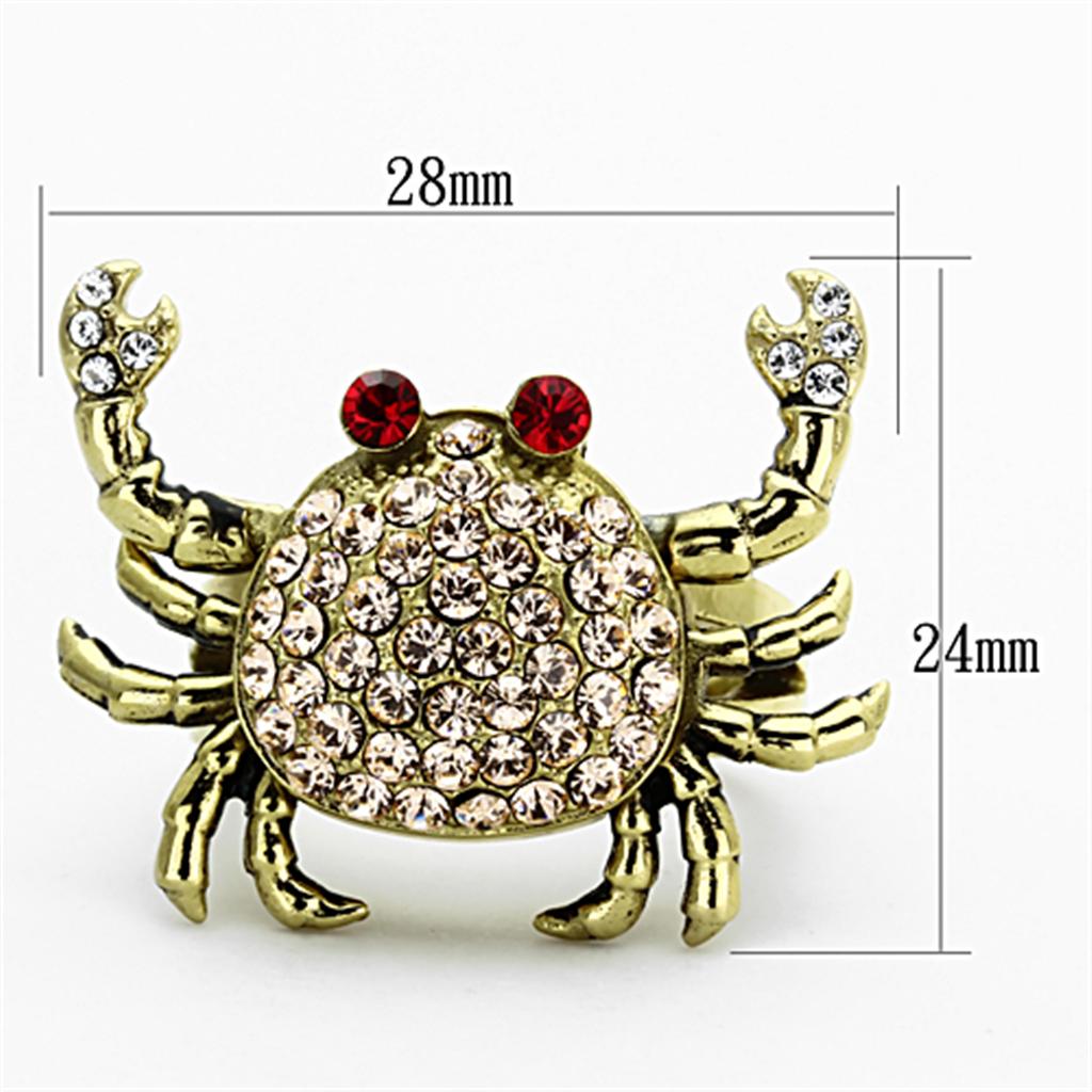 MATK1290 - IP Gold(Ion Plating) Stainless Steel Ring with Top Grade Crystal  in Multi Color
