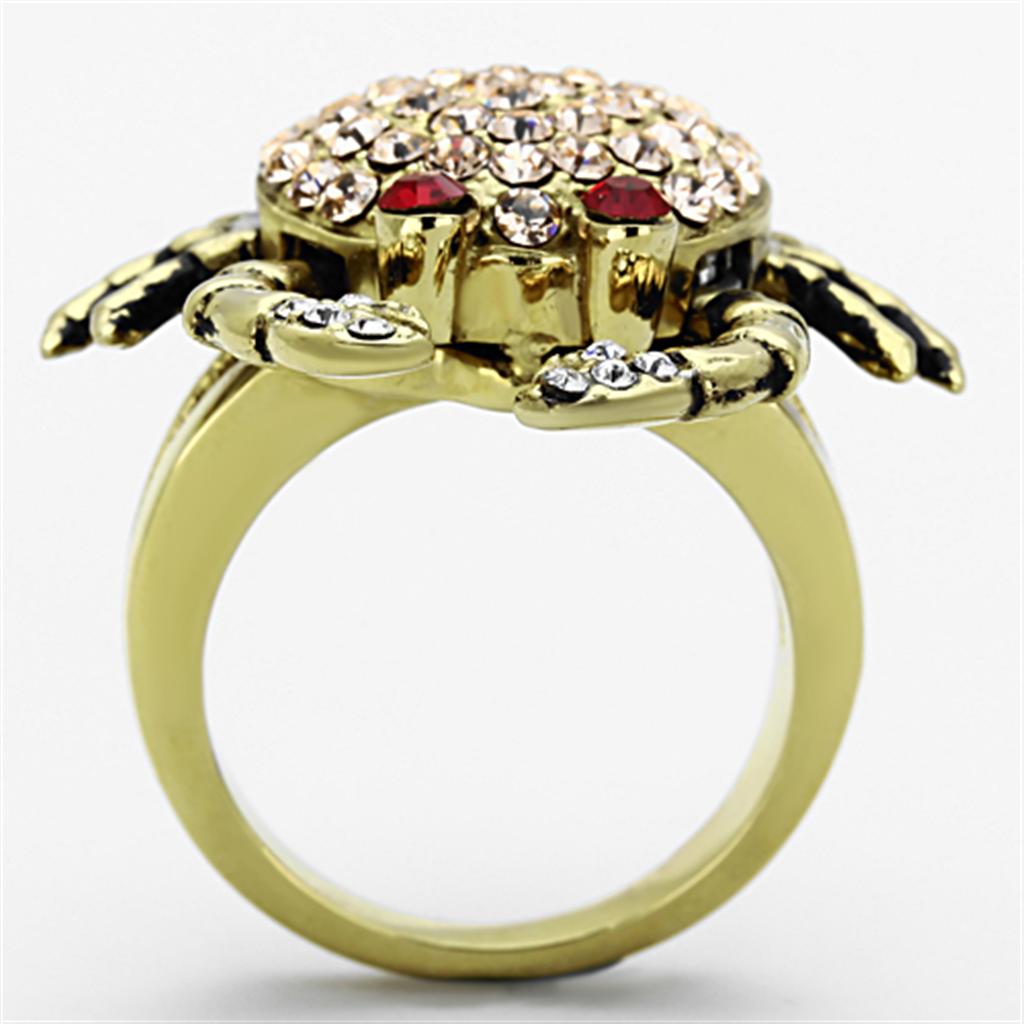 MATK1290 - IP Gold(Ion Plating) Stainless Steel Ring with Top Grade Crystal  in Multi Color