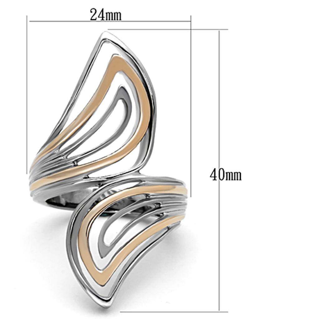 MATK1292 - Two-Tone IP Rose Gold Stainless Steel Ring with No Stone