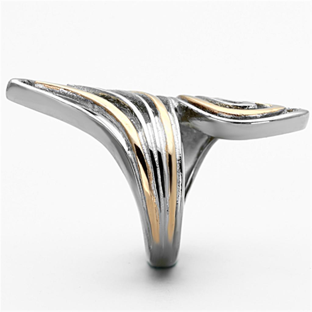 MATK1292 - Two-Tone IP Rose Gold Stainless Steel Ring with No Stone