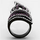 MATK1293 - IP Black(Ion Plating) Stainless Steel Ring with Top Grade Crystal  in Multi Color