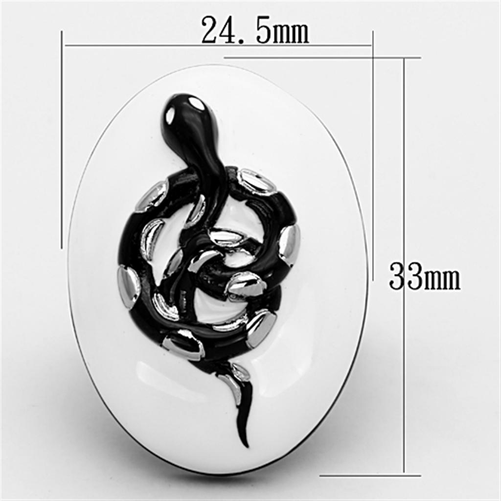 MATK1295 - Two-Tone IP Black Stainless Steel Ring with Epoxy  in White