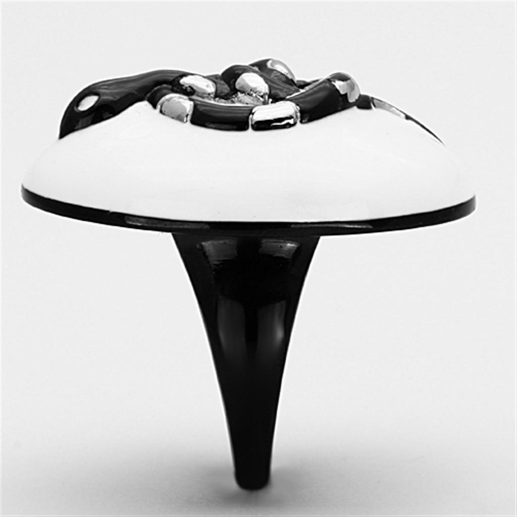 MATK1295 - Two-Tone IP Black Stainless Steel Ring with Epoxy  in White