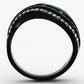 MATK1297 - IP Black(Ion Plating) Stainless Steel Ring with Top Grade Crystal  in Sea Blue