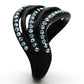 MATK1297 - IP Black(Ion Plating) Stainless Steel Ring with Top Grade Crystal  in Sea Blue