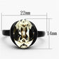 MATK1298 - IP Black(Ion Plating) Stainless Steel Ring with Top Grade Crystal  in Light Smoked