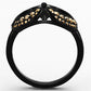 MATK1299 - IP Black(Ion Plating) Stainless Steel Ring with Top Grade Crystal  in Metallic Light Gold