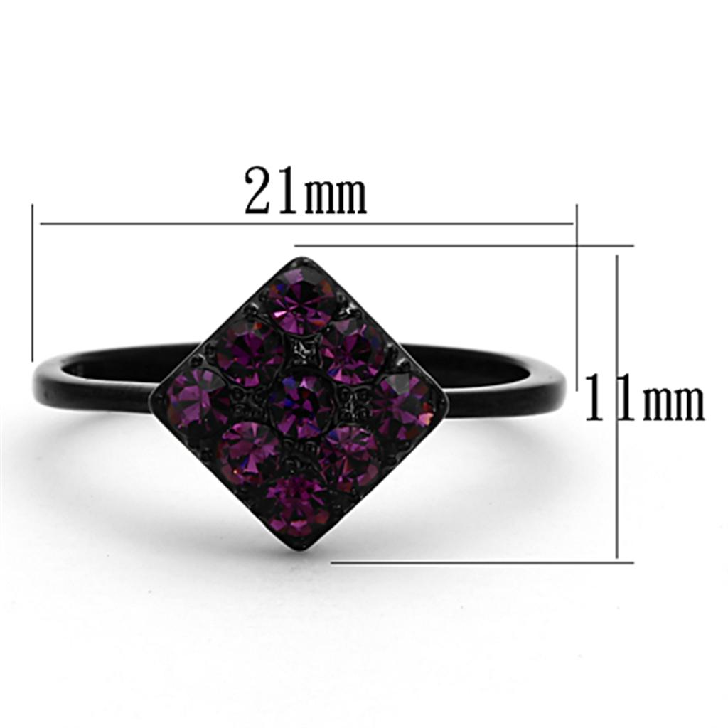 MATK1301 - IP Black(Ion Plating) Stainless Steel Ring with Top Grade Crystal  in Amethyst