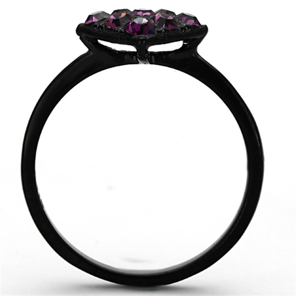 MATK1301 - IP Black(Ion Plating) Stainless Steel Ring with Top Grade Crystal  in Amethyst