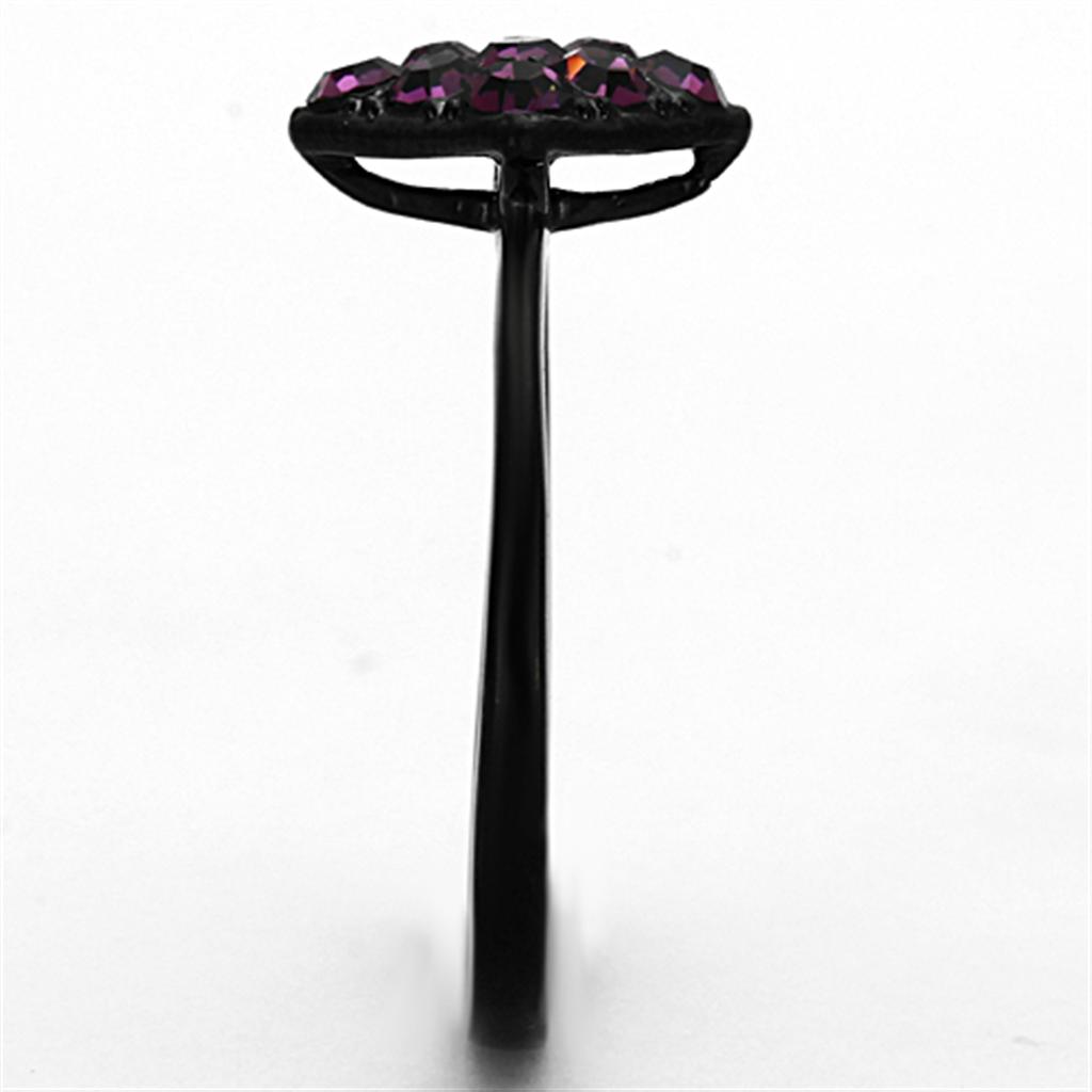 MATK1301 - IP Black(Ion Plating) Stainless Steel Ring with Top Grade Crystal  in Amethyst