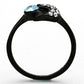 MATK1302 - IP Black(Ion Plating) Stainless Steel Ring with Top Grade Crystal  in Sea Blue