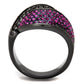 MATK1303LJ - IP Light Black  (IP Gun) Stainless Steel Ring with Top Grade Crystal  in Light Peach