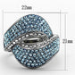 MATK1303 - High polished (no plating) Stainless Steel Ring with Top Grade Crystal  in Sea Blue