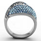 MATK1303 - High polished (no plating) Stainless Steel Ring with Top Grade Crystal  in Sea Blue