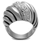MATK1304 - High polished (no plating) Stainless Steel Ring with Top Grade Crystal  in Clear