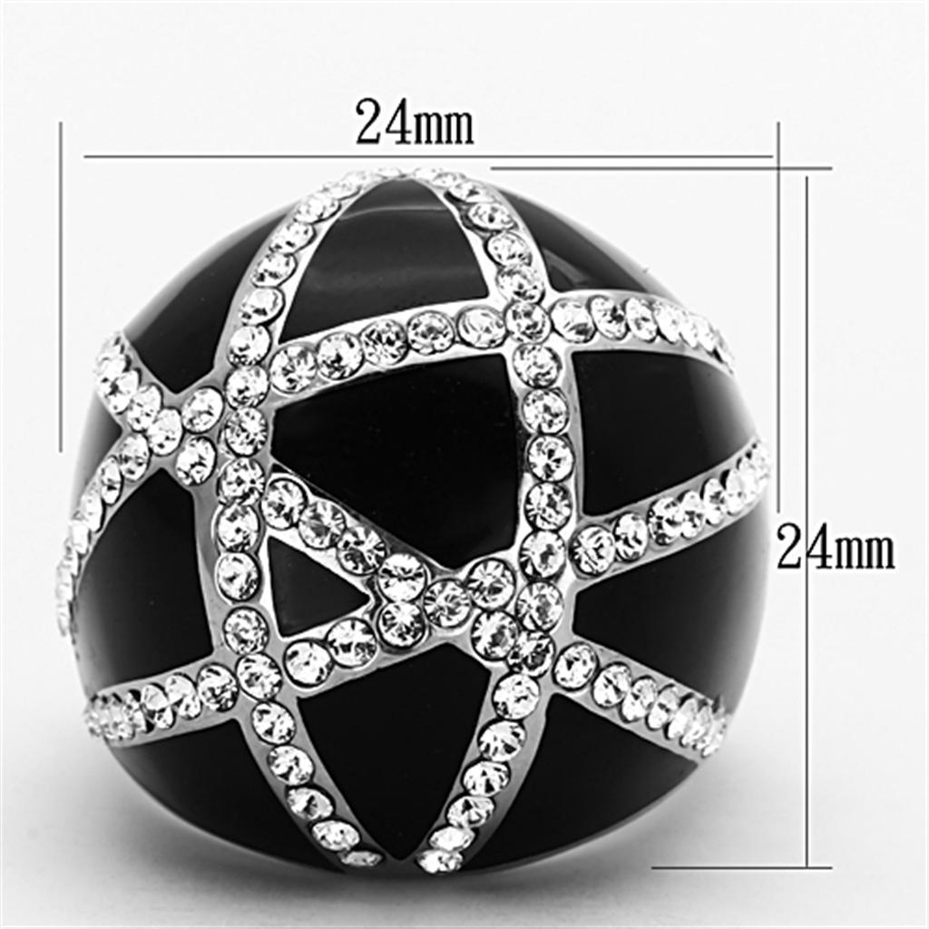 MATK1306 - High polished (no plating) Stainless Steel Ring with Top Grade Crystal  in Clear
