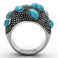 MATK1308 - High polished (no plating) Stainless Steel Ring with Synthetic Turquoise in Sea Blue