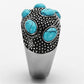 MATK1308 - High polished (no plating) Stainless Steel Ring with Synthetic Turquoise in Sea Blue