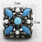 MATK1309 - High polished (no plating) Stainless Steel Ring with Synthetic Turquoise in Sea Blue