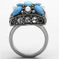MATK1309 - High polished (no plating) Stainless Steel Ring with Synthetic Turquoise in Sea Blue
