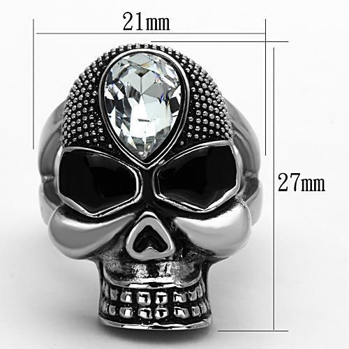 MATK1313 - High polished (no plating) Stainless Steel Ring with Top Grade Crystal  in Clear
