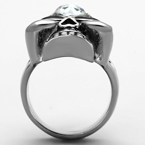 MATK1313 - High polished (no plating) Stainless Steel Ring with Top Grade Crystal  in Clear