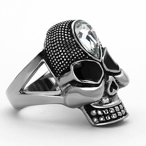 MATK1313 - High polished (no plating) Stainless Steel Ring with Top Grade Crystal  in Clear