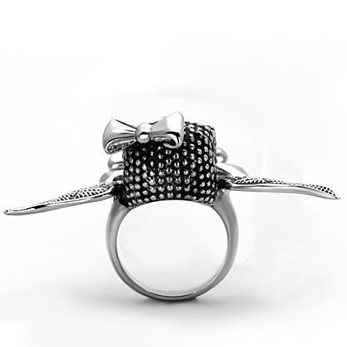 MATK1314 - High polished (no plating) Stainless Steel Ring with Epoxy  in Jet