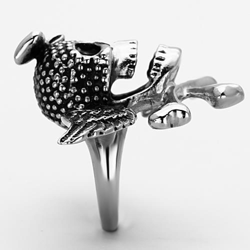 MATK1314 - High polished (no plating) Stainless Steel Ring with Epoxy  in Jet