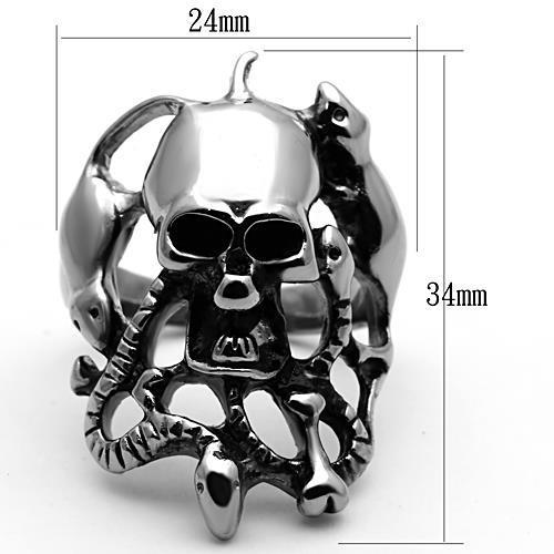 MATK1315 - High polished (no plating) Stainless Steel Ring with Epoxy  in Jet