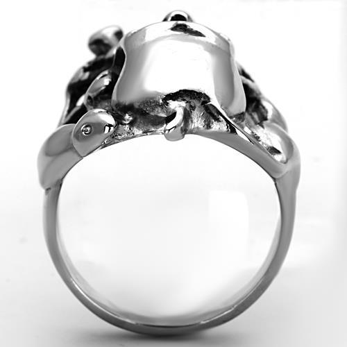 MATK1315 - High polished (no plating) Stainless Steel Ring with Epoxy  in Jet