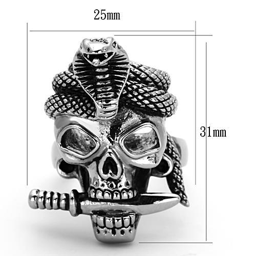 MATK1316 - High polished (no plating) Stainless Steel Ring with Epoxy  in Jet