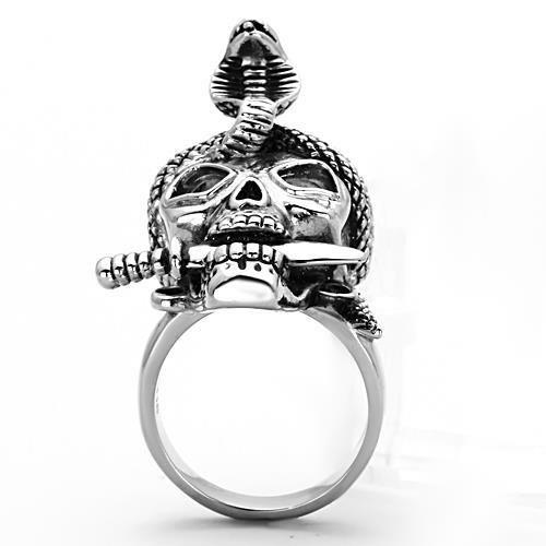 MATK1316 - High polished (no plating) Stainless Steel Ring with Epoxy  in Jet
