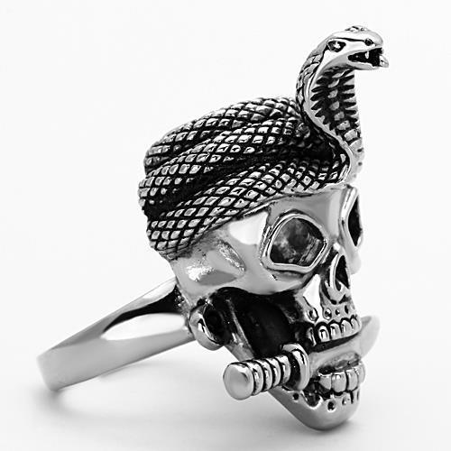 MATK1316 - High polished (no plating) Stainless Steel Ring with Epoxy  in Jet