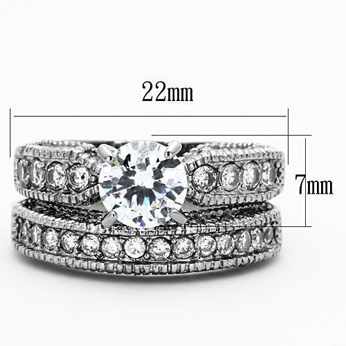 MATK1318 - High polished (no plating) Stainless Steel Ring with AAA Grade CZ  in Clear