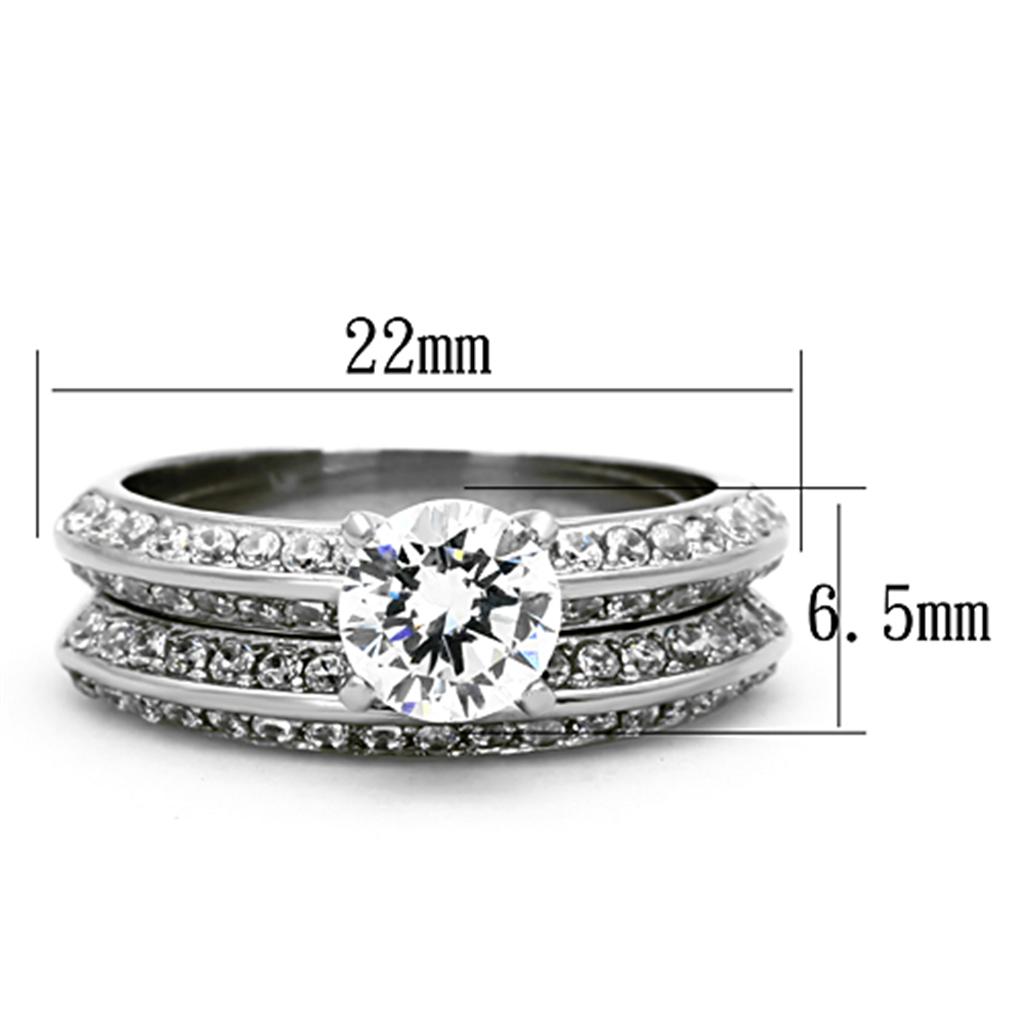 MATK1320 - High polished (no plating) Stainless Steel Ring with AAA Grade CZ  in Clear