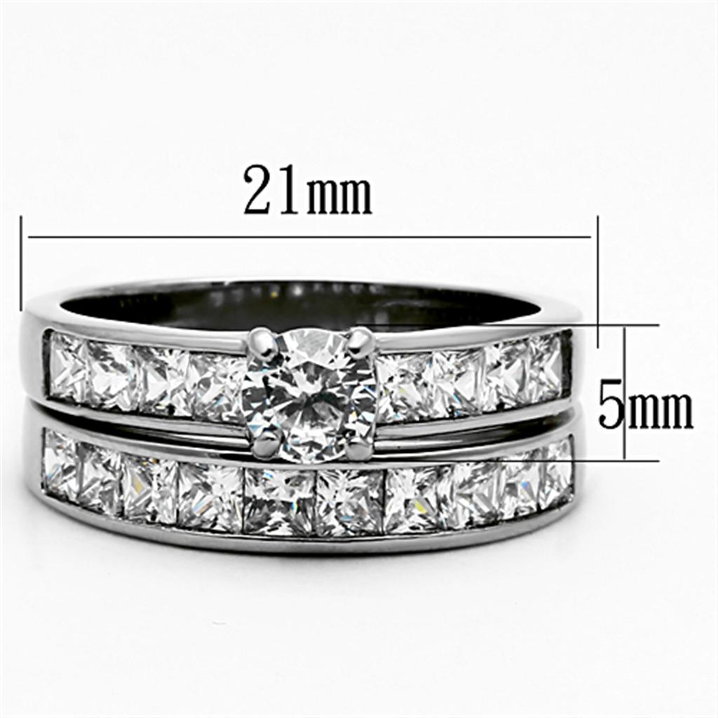 MATK1321 - High polished (no plating) Stainless Steel Ring with AAA Grade CZ  in Clear