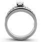 MATK1321 - High polished (no plating) Stainless Steel Ring with AAA Grade CZ  in Clear