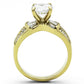MATK1323 - IP Gold(Ion Plating) Stainless Steel Ring with AAA Grade CZ  in Clear