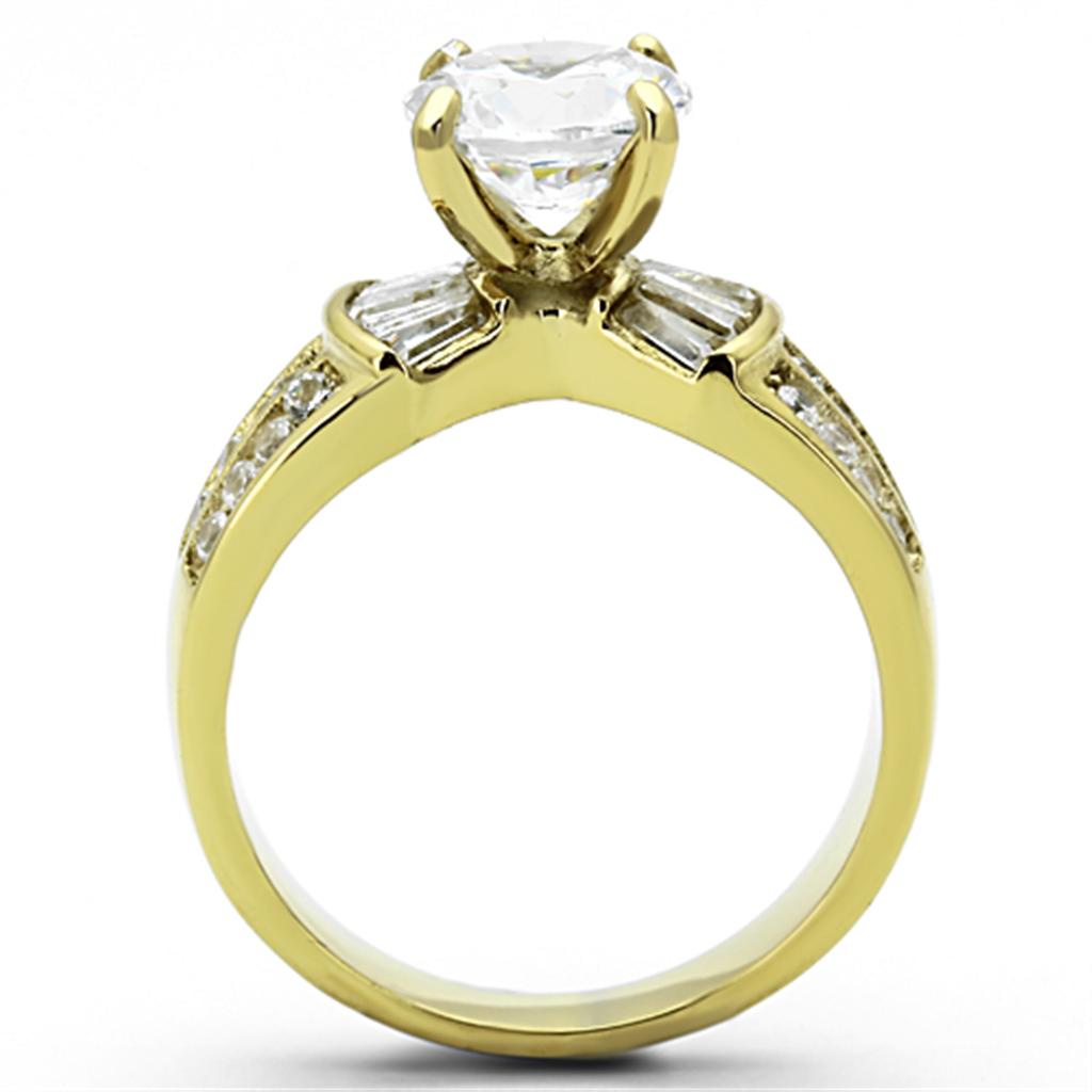MATK1323 - IP Gold(Ion Plating) Stainless Steel Ring with AAA Grade CZ  in Clear