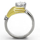 MATK1324 - Two-Tone IP Gold (Ion Plating) Stainless Steel Ring with AAA Grade CZ  in Clear