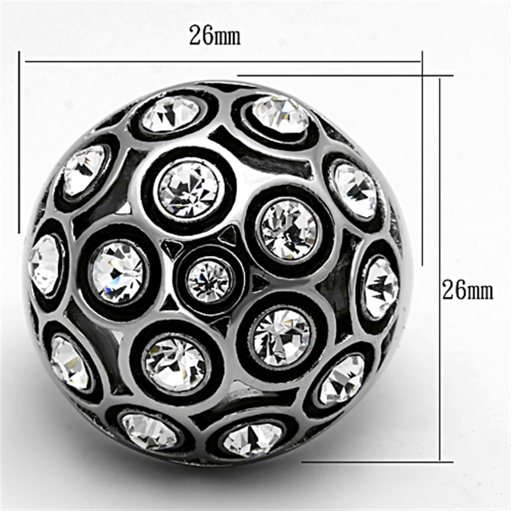 MATK1325 - High polished (no plating) Stainless Steel Ring with Top Grade Crystal  in Clear