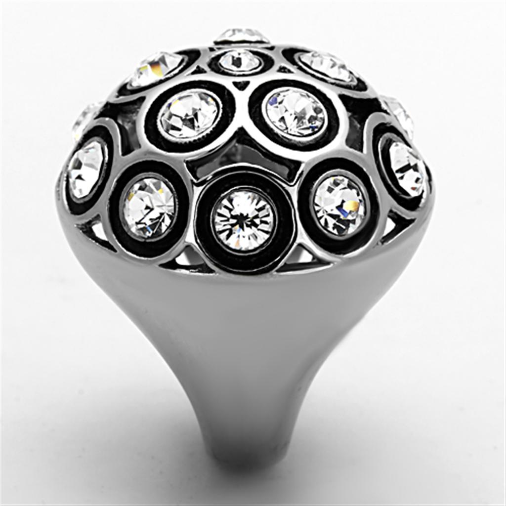 MATK1325 - High polished (no plating) Stainless Steel Ring with Top Grade Crystal  in Clear