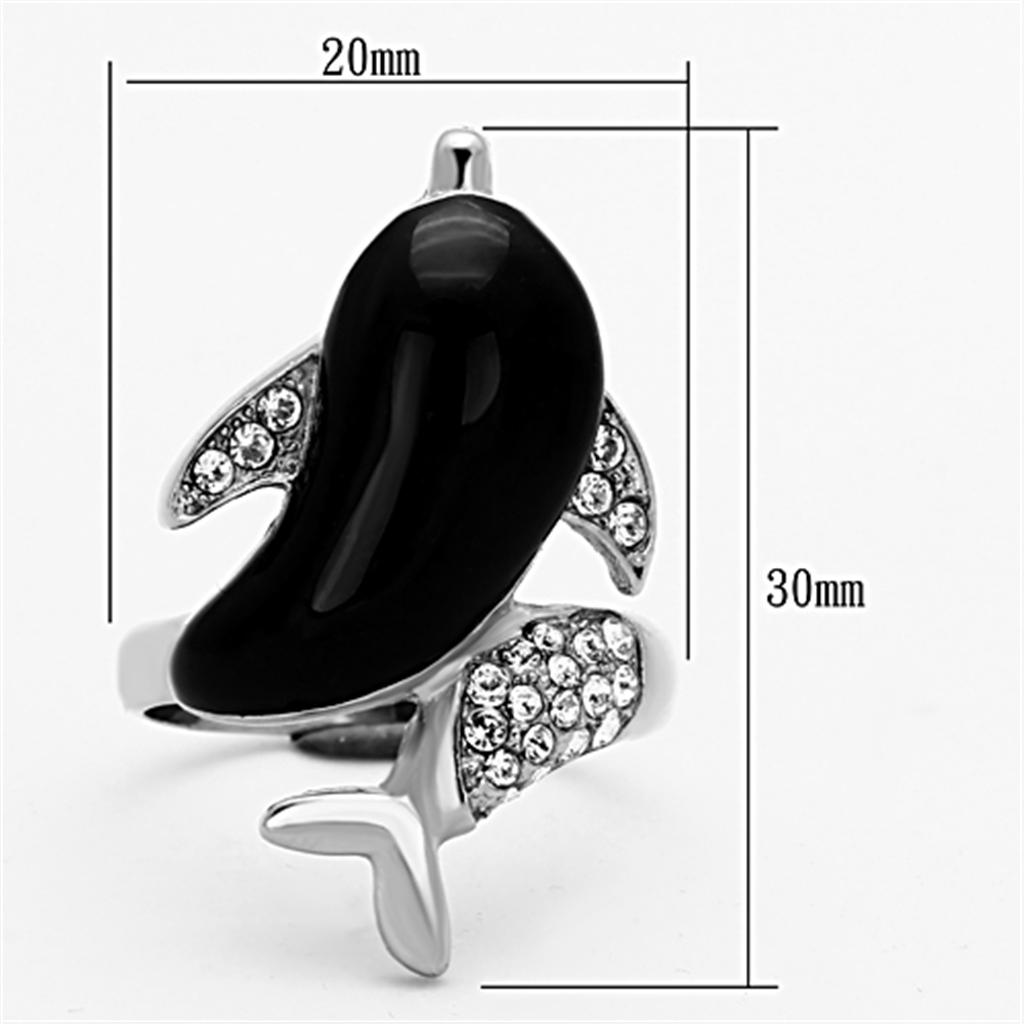 MATK1326 - High polished (no plating) Stainless Steel Ring with Top Grade Crystal  in Clear