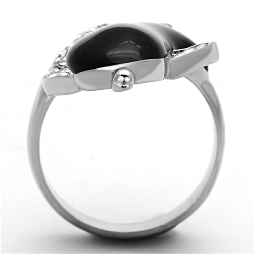 MATK1326 - High polished (no plating) Stainless Steel Ring with Top Grade Crystal  in Clear