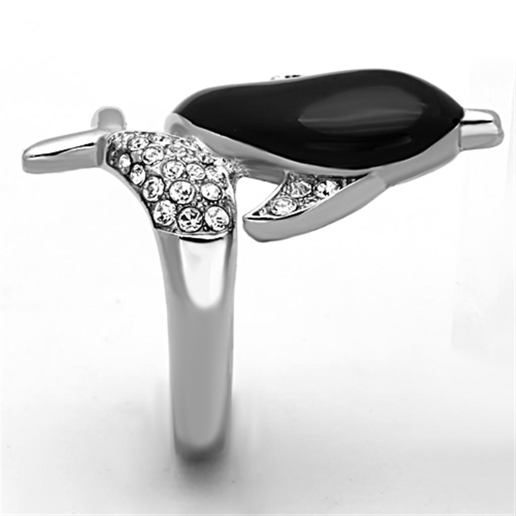 MATK1326 - High polished (no plating) Stainless Steel Ring with Top Grade Crystal  in Clear