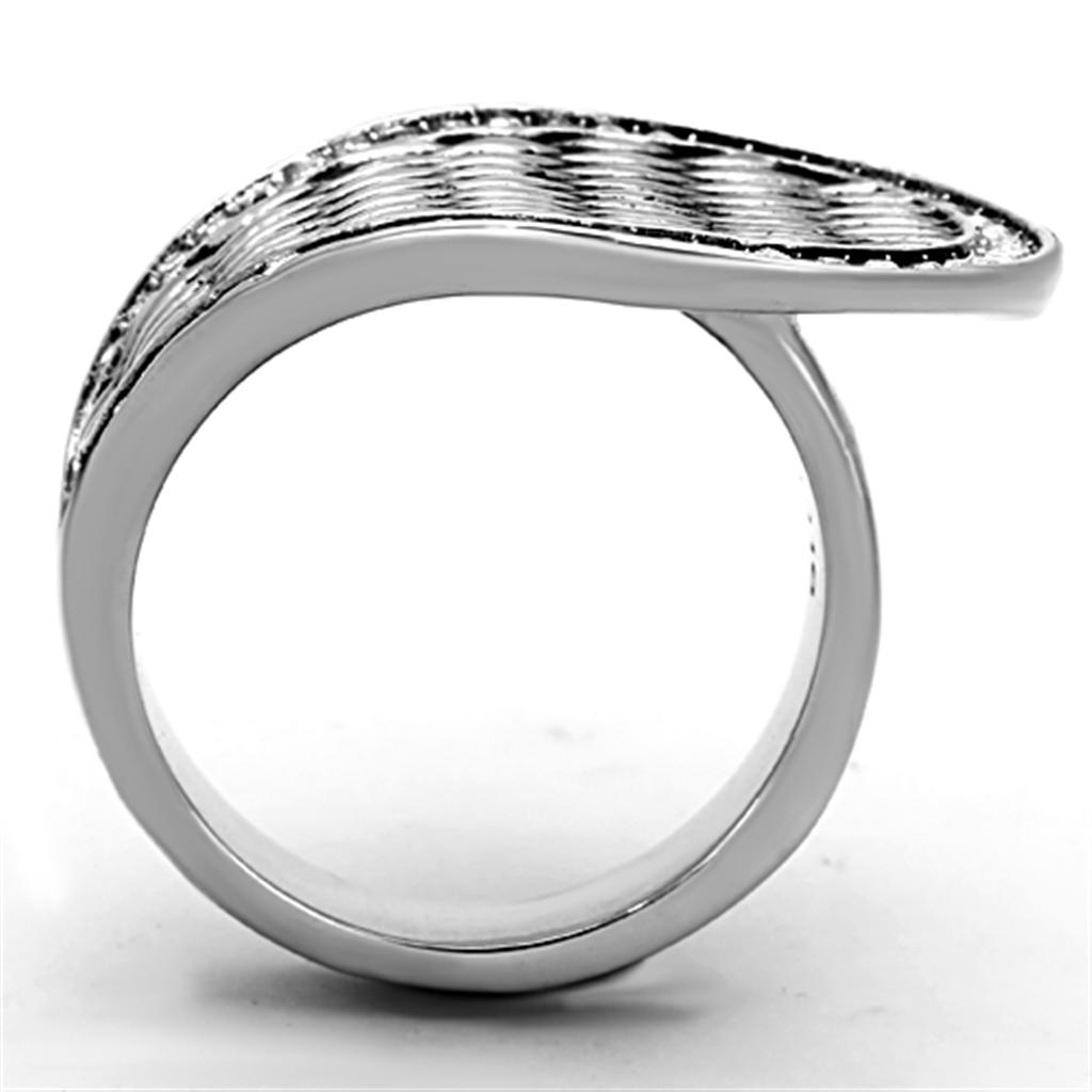 MATK1328 - High polished (no plating) Stainless Steel Ring with Top Grade Crystal  in Clear