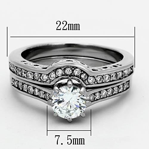 MATK1330 - High polished (no plating) Stainless Steel Ring with AAA Grade CZ  in Clear